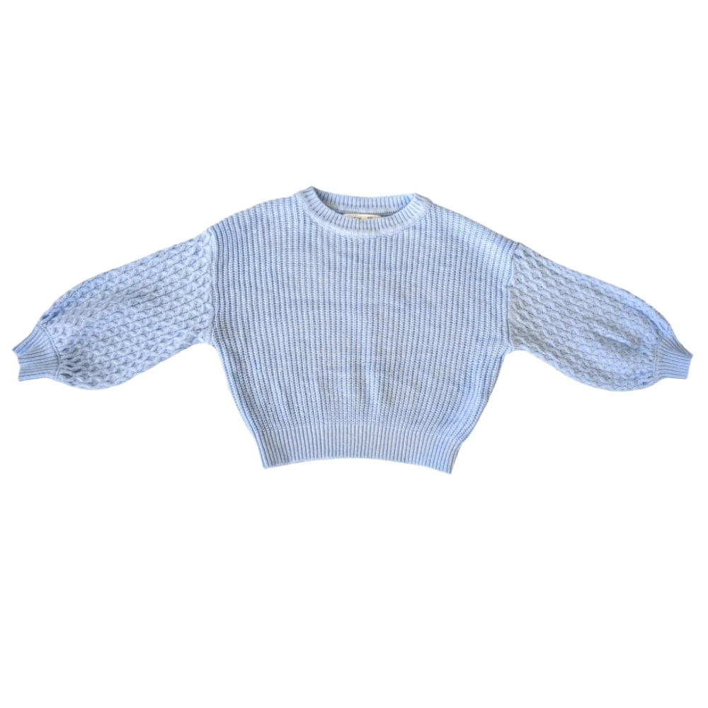 SHEIN Girls Baby Blue Drop Shoulder Sweater (Size 7)